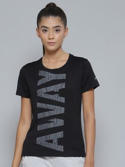 Alcis - Women Black Typography Printed Slim Fit T-shirt