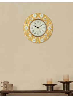 Fabindia - Yellow Jagrati Painted Wood Wall Clock