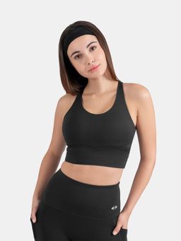 STRCH - Womens Nylon Showstopper High Impact Mesh Sports Bra- Black