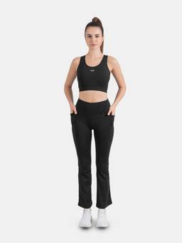 STRCH - Womens Nylon High Support Sports Bra- Black