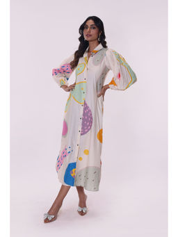 Poppi - Women Off White Printed Midi Dress