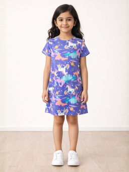ANTHRILO - Summer Unicorn Planet Night Dress - Purple