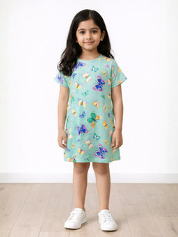 ANTHRILO - Green Printed Comfortable Fit Dress