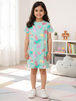 ANTHRILO - Aqua Printed Comfortable Fit Dress
