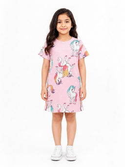 ANTHRILO - Pink Printed Comfortable Fit Dress