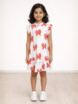 ANTHRILO - Off White Printed Comfortable Fit Dress