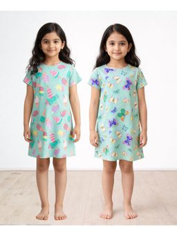 ANTHRILO - Multi-Color Cotton Printed Night Dress (Pack of 2)