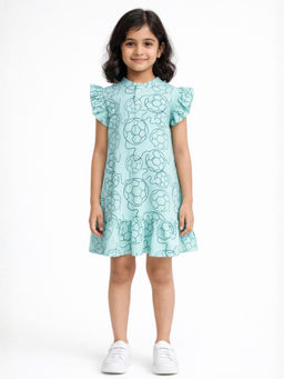 ANTHRILO - Football Abstract Girls Summer Frill Dress - Sky