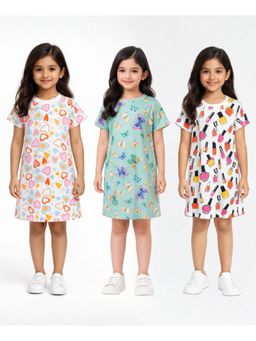 ANTHRILO - Summer Hearts, Butterfly And Nail Paint Nightdress (Pack of 3)