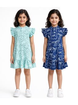 ANTHRILO - Football And Bow Girls Dresses (Pack of 2)