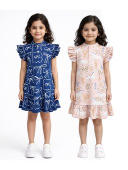 ANTHRILO - Bow And Unicorn Garden Girls Dresses (Pack of 2)