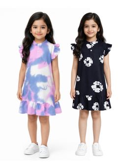 ANTHRILO - Tie Dye And Pop Girls Dresses (Pack of 2)