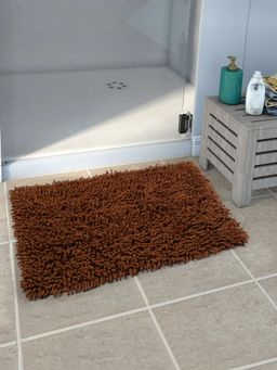 Saral Home - Cotton Anti-Skid Bath Mat (Brown, 40 x 60 cm)