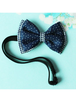 Tossido - Blue Polkas Layered Bow with Adjustable Elastic Headband