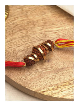 Suhani Pittie - Traditional 22K Gold Plated Multicolor Rakhi With Red And Yellow Tieups