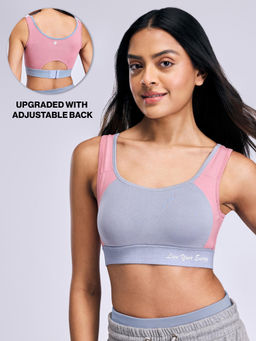 Nykd by Nykaa - Mid-Impact Cotton Sports Bra with Hook & Eye & Removable Cups NYK904 Blue