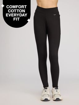 Nykd by Nykaa - Ultimate Cotton Leggings with Anti Knee Bulge Fabric & Side Pockets NYAT401U Black