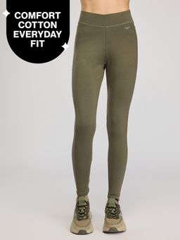 Nykd by Nykaa - Ultimate Cotton Leggings with Anti Knee Bulge Fabric & Side Pockets NYAT401U Olive