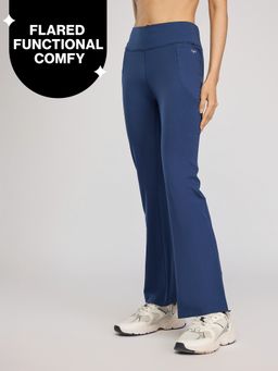 Nykd by Nykaa - Ultimate Cotton Flare Leggings with Anti-Slip Waist & Pockets NYAT503 Blue