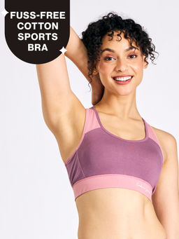 Nykd by Nykaa - Mid Impact Everyday Cotton Racerback Sports Bra with Removable Cups NYK904 Mauve
