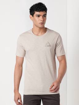 WILDCRAFT - Men'S Beige Solid Cotton Regular Fit T-Shirt