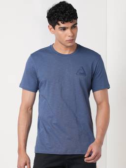 WILDCRAFT - Men'S Blue Solid Cotton Regular Fit T-Shirt