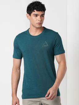 WILDCRAFT - Men'S Green Solid Cotton Regular Fit T-Shirt