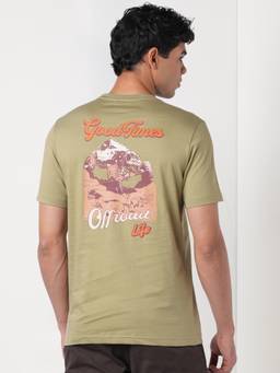 WILDCRAFT - Men'S Green Typography Cotton Regular Fit T-Shirt