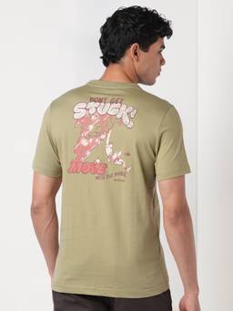 WILDCRAFT - Men'S Green Typography Cotton Regular Fit T-Shirt