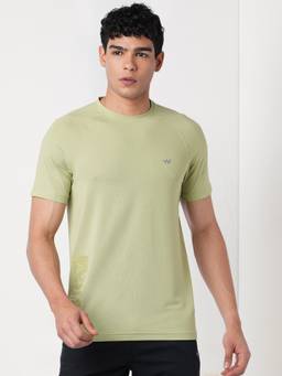 WILDCRAFT - Men'S Yellow Solid Polyester Blend Regular Fit T-Shirt