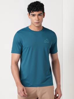 WILDCRAFT - Men'S Teal Solid Nylon Regular Fit T-Shirt