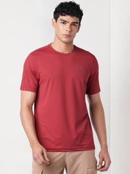 WILDCRAFT - Men'S Red Solid Nylon Regular Fit T-Shirt