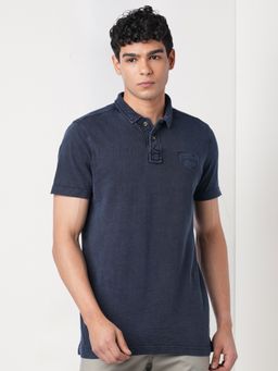 WILDCRAFT - Men'S Navy Blue Solid Cotton Regular Fit Polo T-Shirt