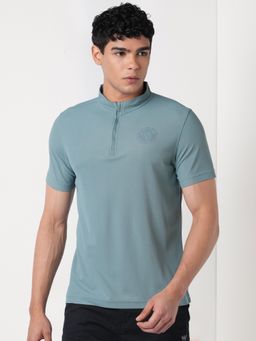 WILDCRAFT - Men'S Blue Solid Polyester Regular Fit T-Shirt