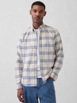 GAP - Men'S Beige Checks Cotton Regular Fit Shirt