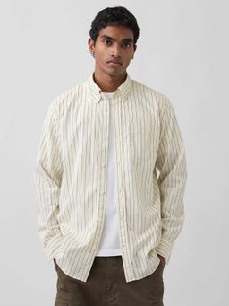 GAP - Men'S Yellow Stripes Cotton Regular Fit Shirt