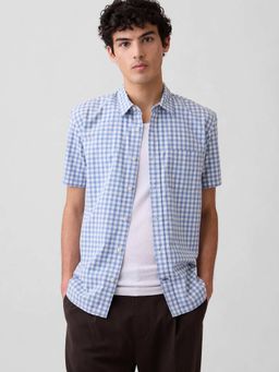 GAP - Men'S Blue Checks Cotton Blend Regular Fit Shirt