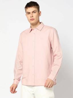 GAP - Men'S Pink Solid Cotton Blend Regular Fit Shirt