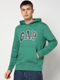 GAP - Men'S Green Solid Cotton Blend Regular Fit Sweatshirt