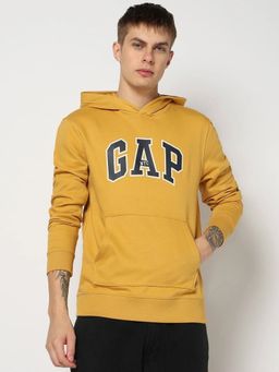 GAP - Men'S Mustard Solid Cotton Blend Regular Fit Sweatshirt
