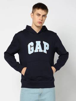 GAP - Men'S Navy Blue Solid Cotton Blend Regular Fit Sweatshirt