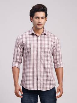 Classic Polo - Men'S Grey Checks Cotton Slim Fit Shirt