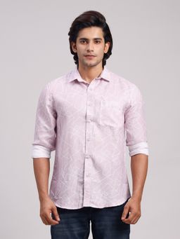Classic Polo - Men'S Mauve Printed Cotton Slim Fit Shirt