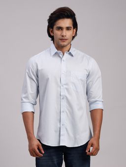 Classic Polo - Men'S Blue Solid Cotton Slim Fit Shirt