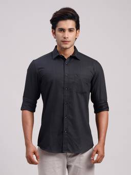 Classic Polo - Men'S Black Solid Cotton Slim Fit Shirt