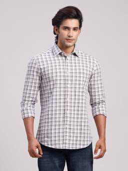 Classic Polo - Men'S Black Checks Cotton Slim Fit Shirt