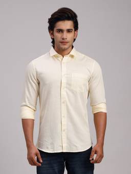 Classic Polo - Men'S Yellow Solid Cotton Slim Fit Shirt