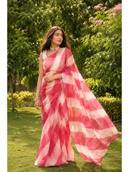 Sutra Attire - Red Organza Zari Saree with Unstitched Blouse