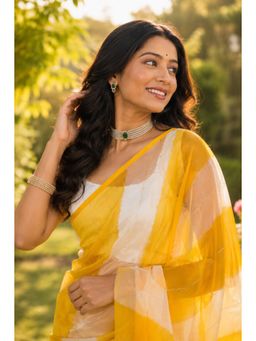 Sutra Attire - Yellow Organza Zari Saree with Unstitched Blouse
