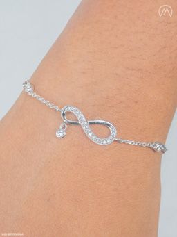Maiora Diamonds - Dangling Studded 14K White Gold Infinity Diamond Bracelet